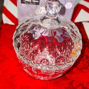 NWOT Covered Glass Candy Dish